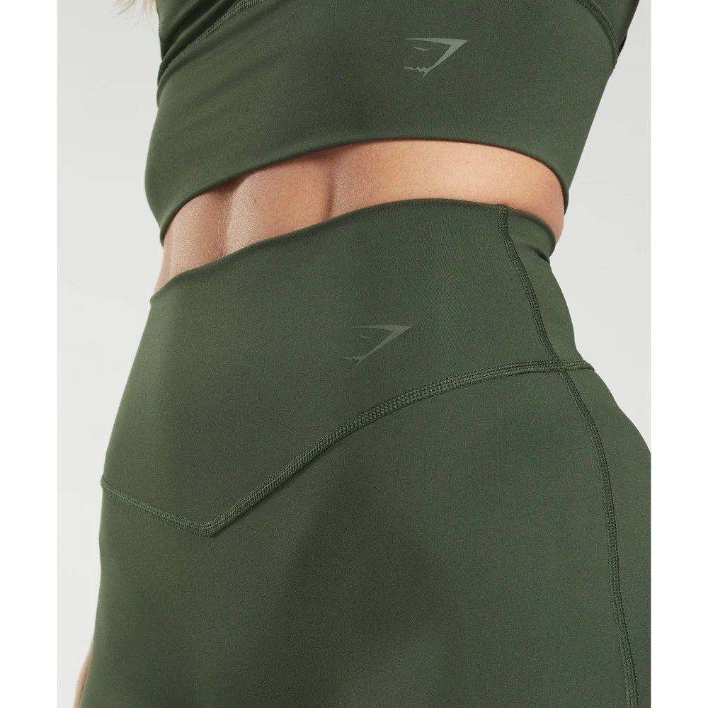 Gymshark Elevate High Rise Cycling‎ Bike Shorts Moss Olive Green Size Small